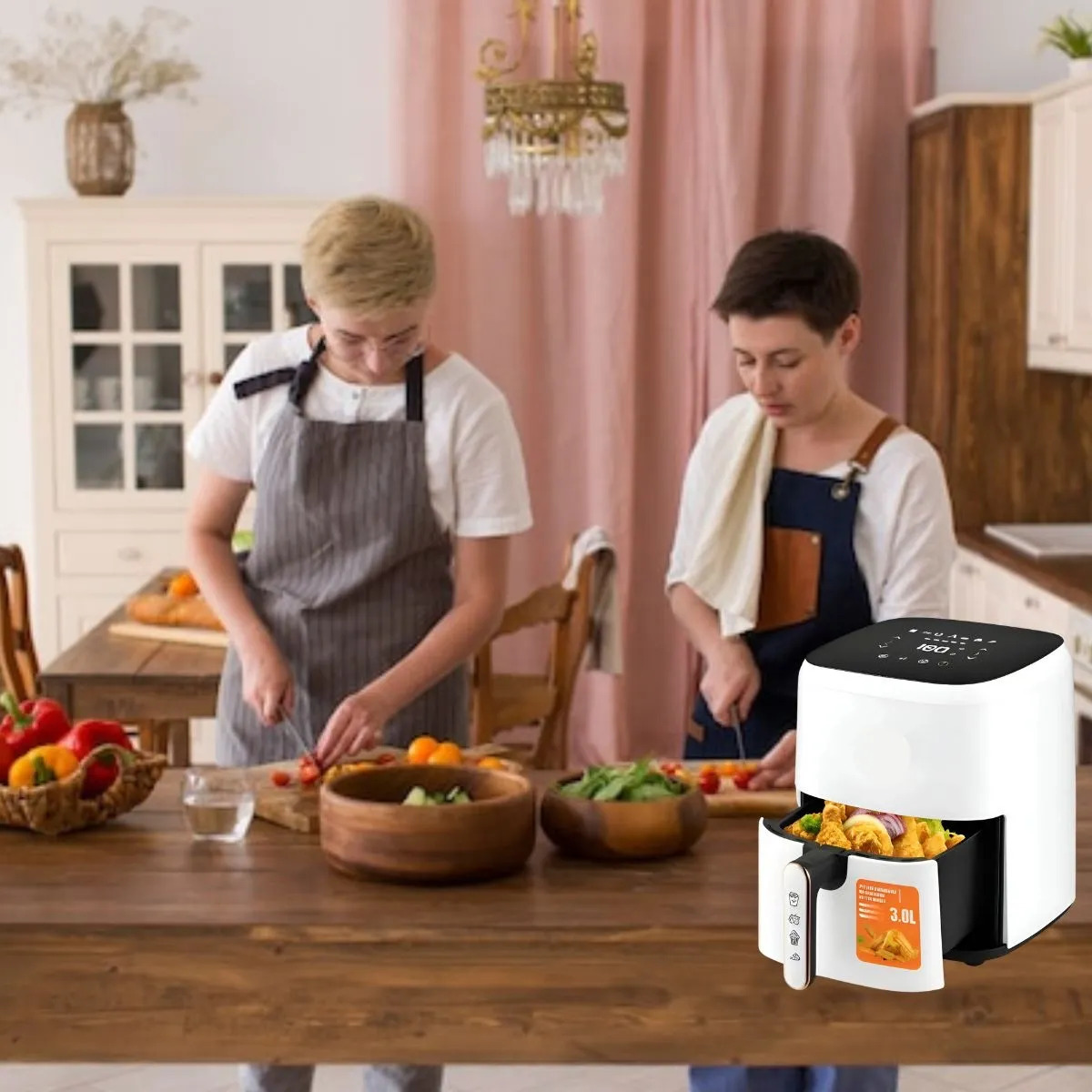 FREIDORA DE AIRE DE 3L COCINA PRACTICO MULTIFUNCIONAL LAU - 9