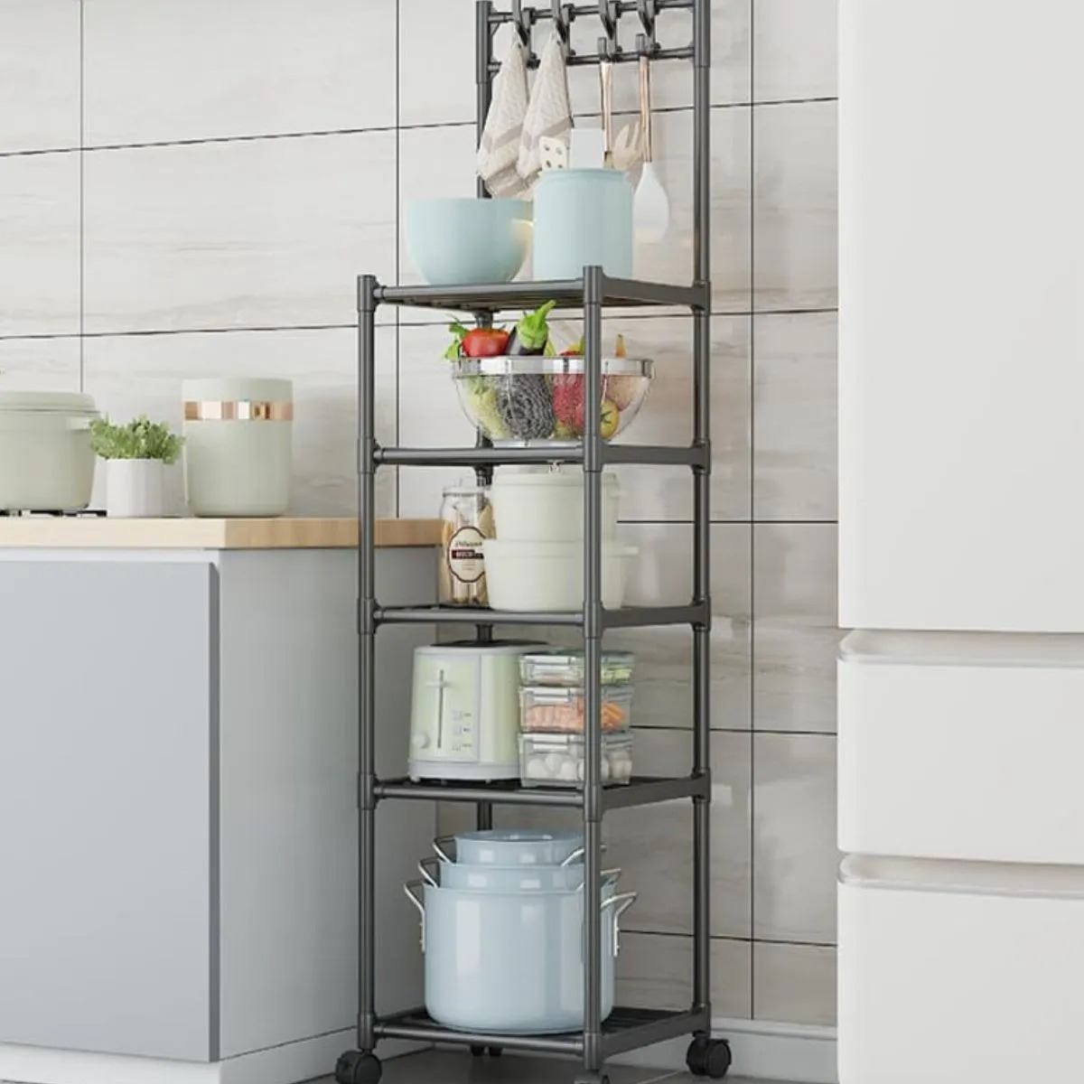 ORGANIZADOR DE 5 NIVELES CON RUEDAS BAÑO LAVANDERIA LAU - 2