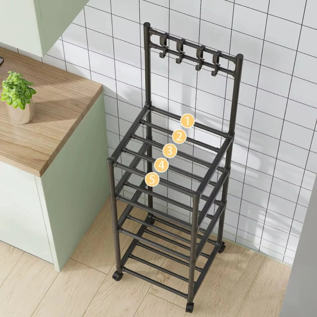 ORGANIZADOR DE 5 NIVELES CON RUEDAS BAÑO LAVANDERIA LAU - 5