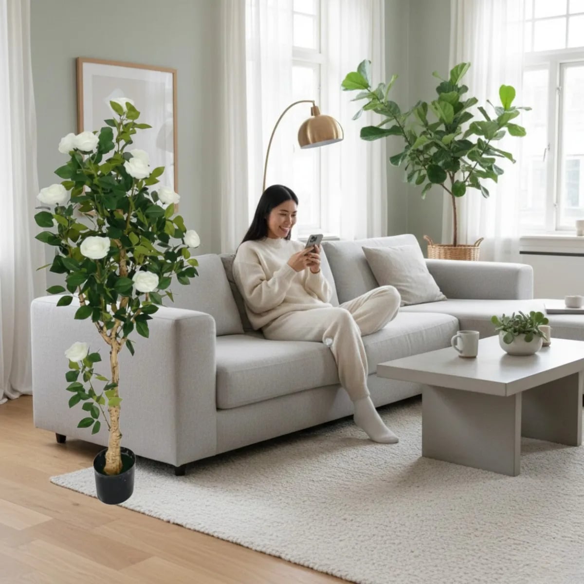 PLANTA ARTIFICIAL DECORATIVA ARBOL ROSAS GALA ADORNO JHN - 10