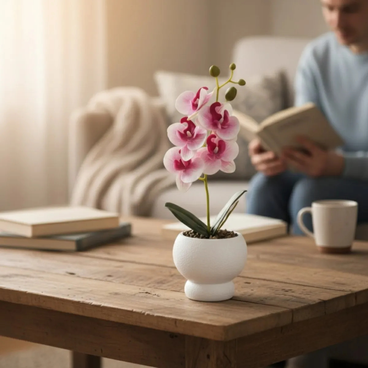 FLOR ARTIFICIAL DECORATIVA ORQUIDEA ADORNO FLORAL JHN - 2