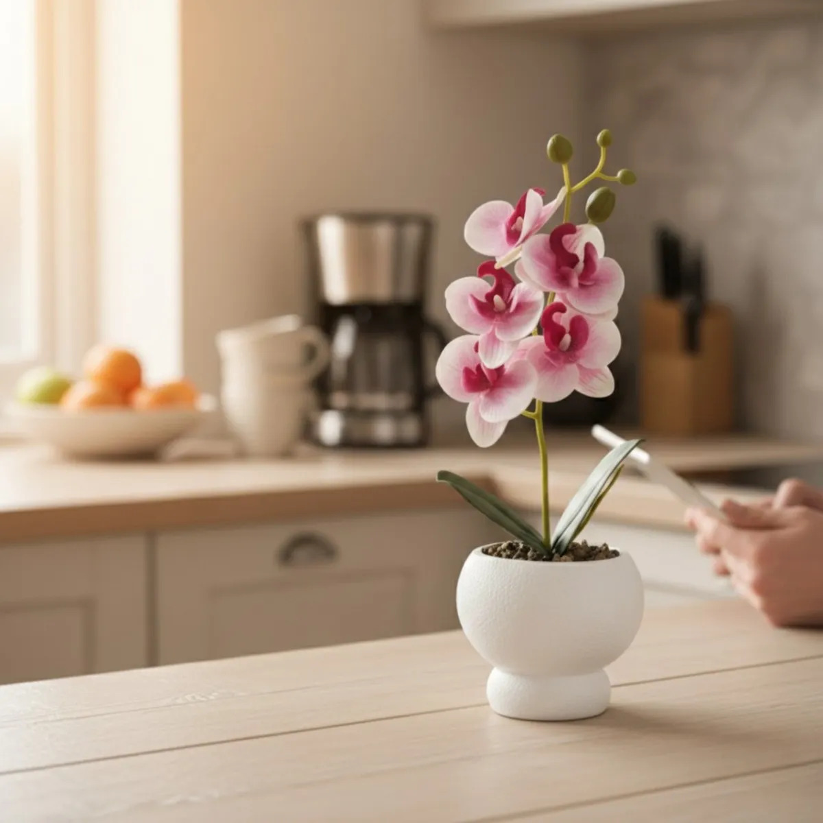 FLOR ARTIFICIAL DECORATIVA ORQUIDEA ADORNO FLORAL JHN - 4
