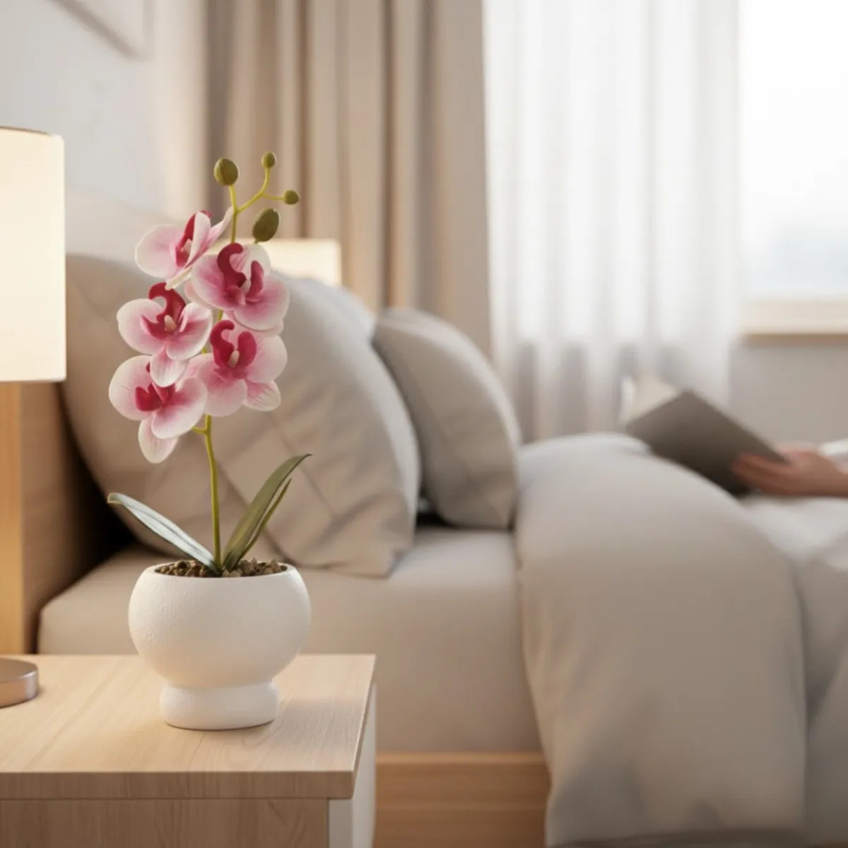 FLOR ARTIFICIAL DECORATIVA ORQUIDEA ADORNO FLORAL JHN - 5