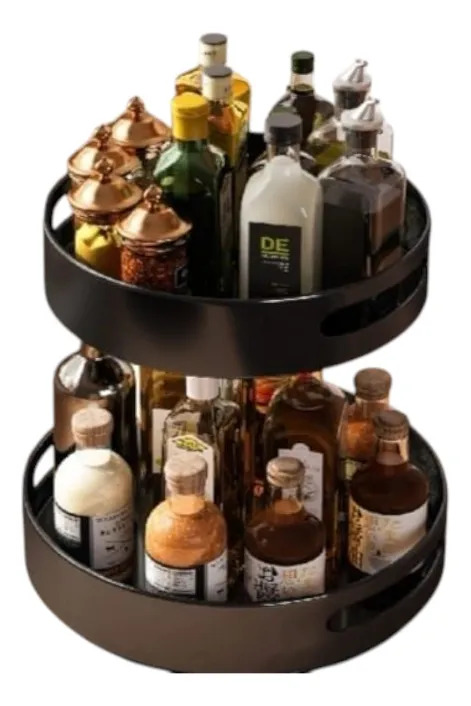 BANDEJA GIRATORIA DECORATIVA DOBLE NIVEL ORGANIZACION JHN - 1