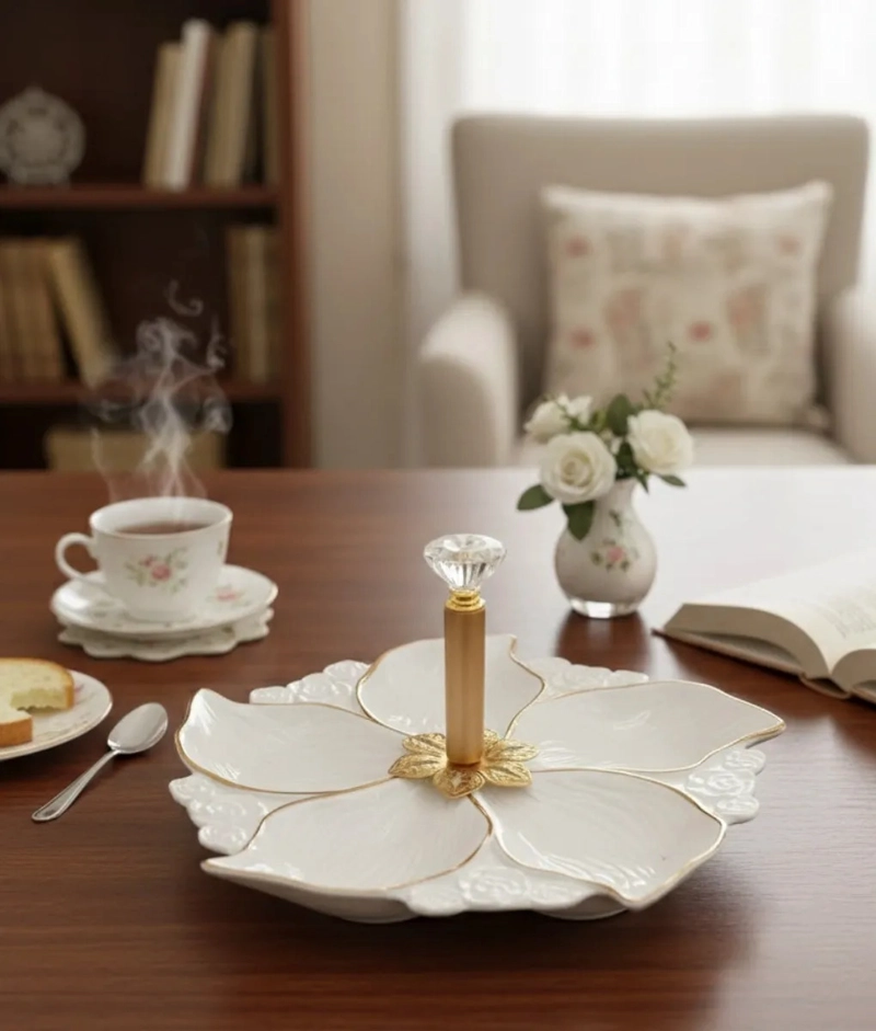 BANDEJA SERVIR DECORATIVA DISEÑO FLORAL ELEGANCIA JHN - 10