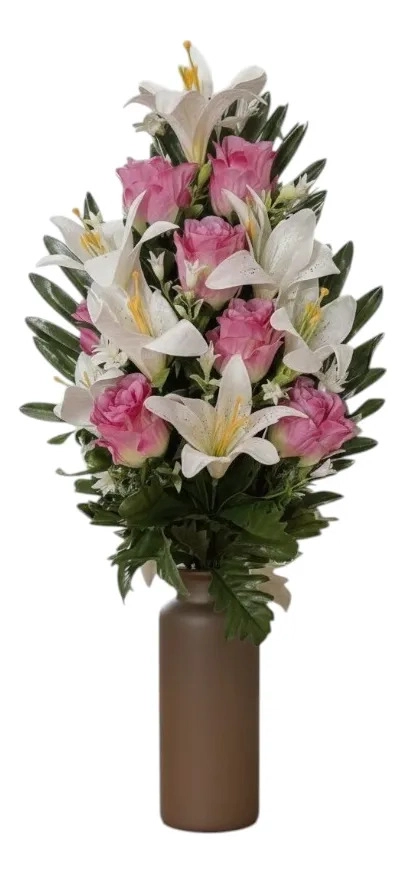 RAMO FLORAL DECORATIVO ARTIFICIAL LIRIOS ROSAS ADORNO JHN - 1