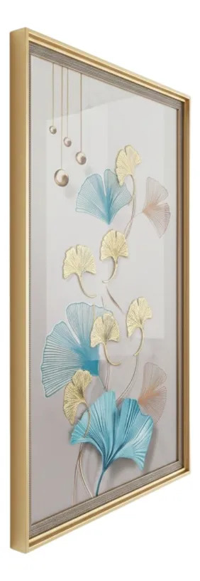 CUADRO DECORATIVO DISEÑO HOJAS GINKGO ADORNO RELIEVE JHN - 3