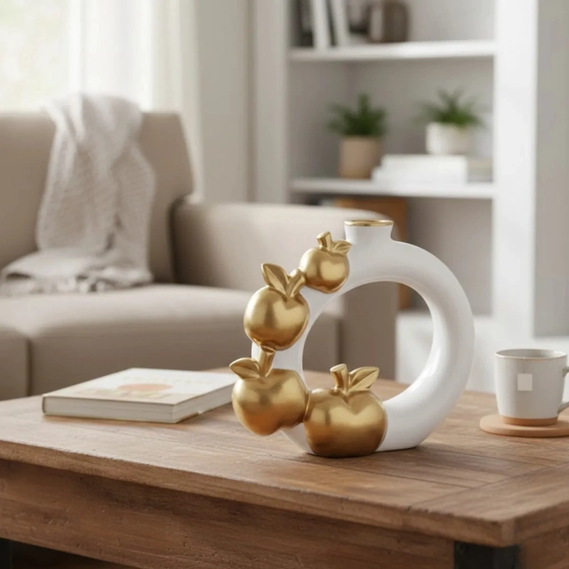FLORERO DECORATIVO JARRON DISEÑO CIRCULAR ADORNO ESTILO JHN - 9