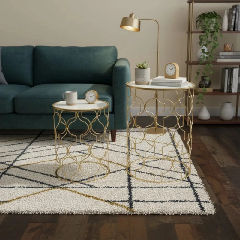MESA AUXILIAR DECORATIVA DISEÑO CALADO CENTRO ADORNO JHN - 10
