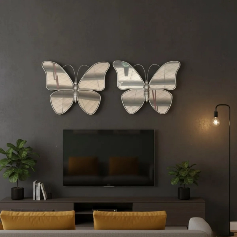 SET 2 ESPEJO DECORATIVO PARED FORMA MARIPOSA MODERNA JHN - 2