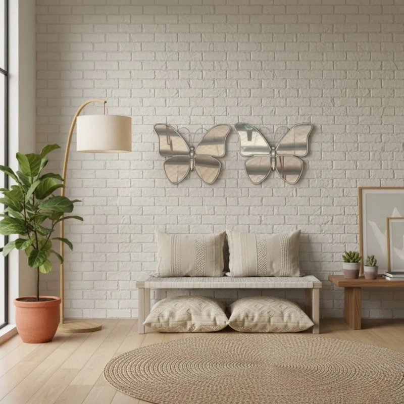 SET 2 ESPEJO DECORATIVO PARED FORMA MARIPOSA MODERNA JHN - 10