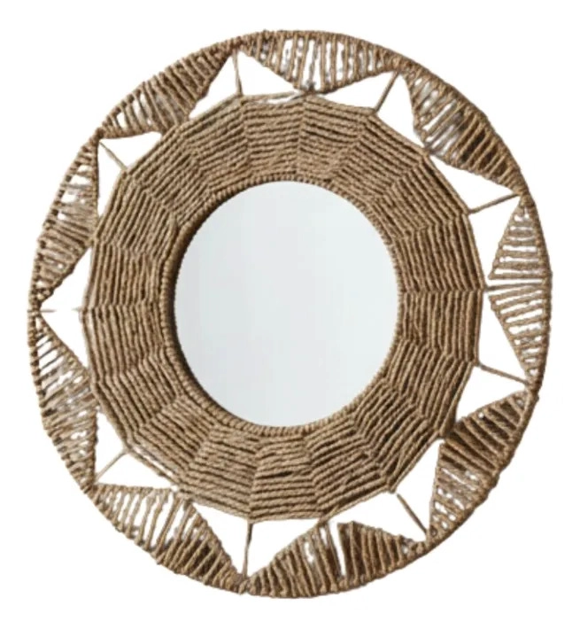 ESPEJO PARED DECORATIVO RATAN ADORNO ESTILO TEJIDO JHN - 3