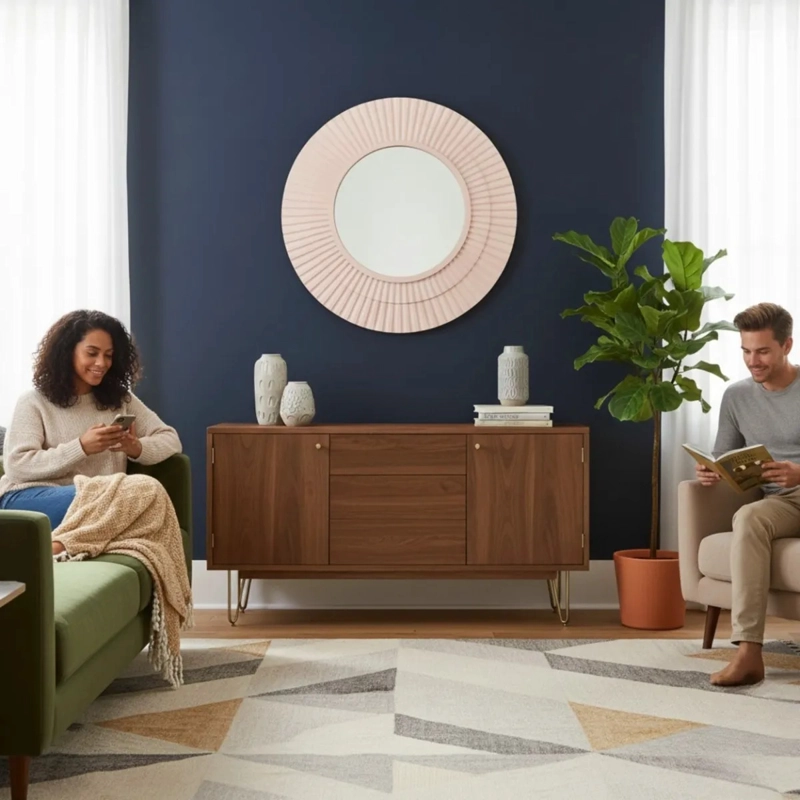 ESPEJO DECORATIVO PARED MODERNO DISEÑO ONDAS RADIALES JHN - 4