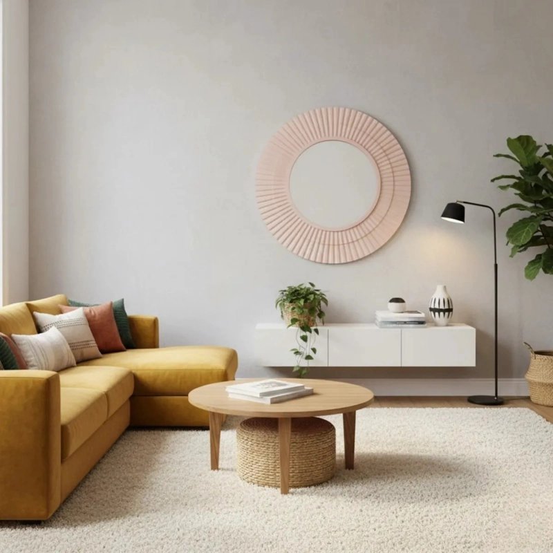 ESPEJO DECORATIVO PARED MODERNO DISEÑO ONDAS RADIALES JHN - 10