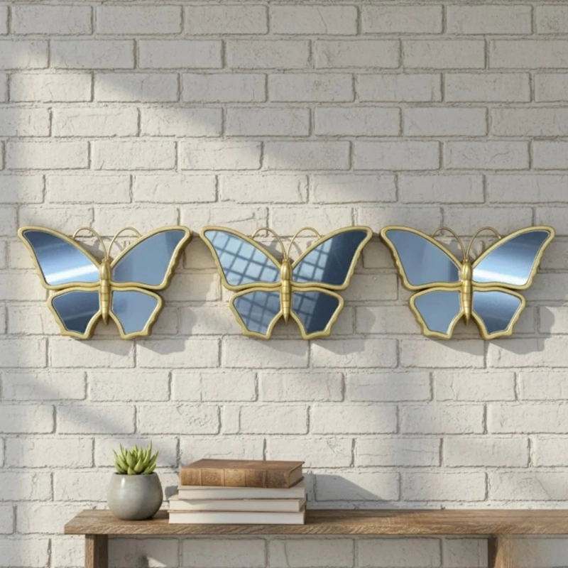 SET 3 ESPEJO PARED MARIPOSAS DECORATIVAS ARTE RELIEVE JHN - 2