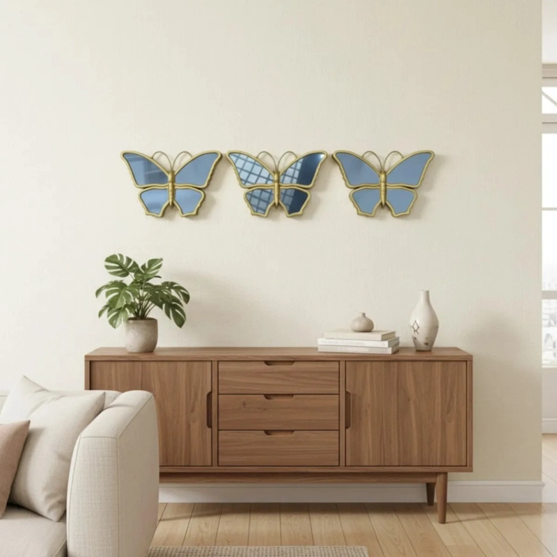 SET 3 ESPEJO PARED MARIPOSAS DECORATIVAS ARTE RELIEVE JHN - 8