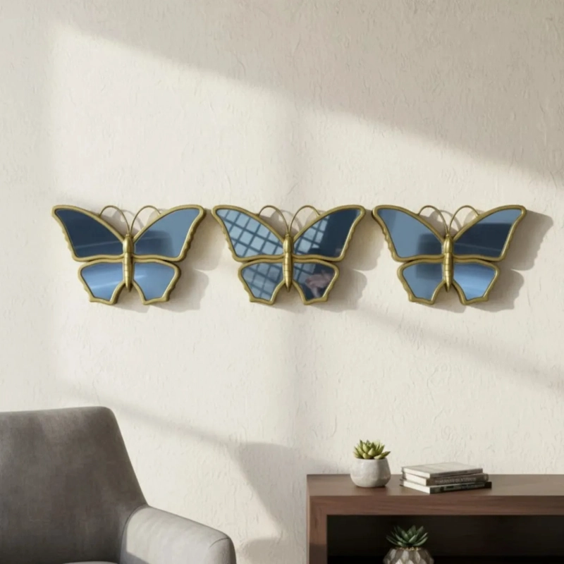 SET 3 ESPEJO PARED MARIPOSAS DECORATIVAS ARTE RELIEVE JHN - 10