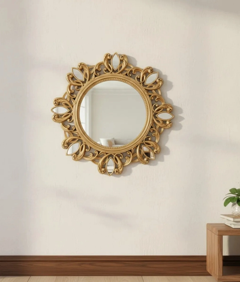 ESPEJO DECORATIVO PARED CIRCULAR ORNAMENTAL ELEGANTE JHN - 2