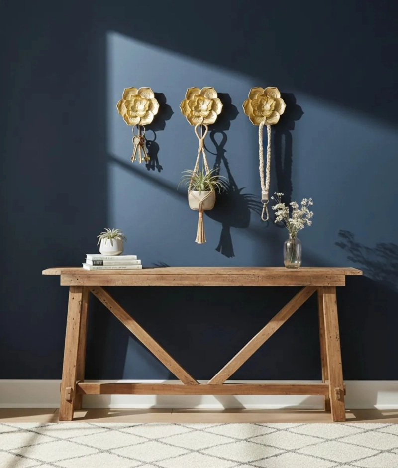SET 3 PERCHERO PARED ADORNO DECORATIVO DISEÑO FLORAL JHN - 2