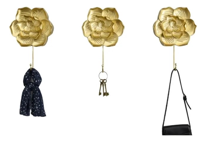 SET 3 PERCHERO PARED ADORNO DECORATIVO DISEÑO FLORAL JHN - 3