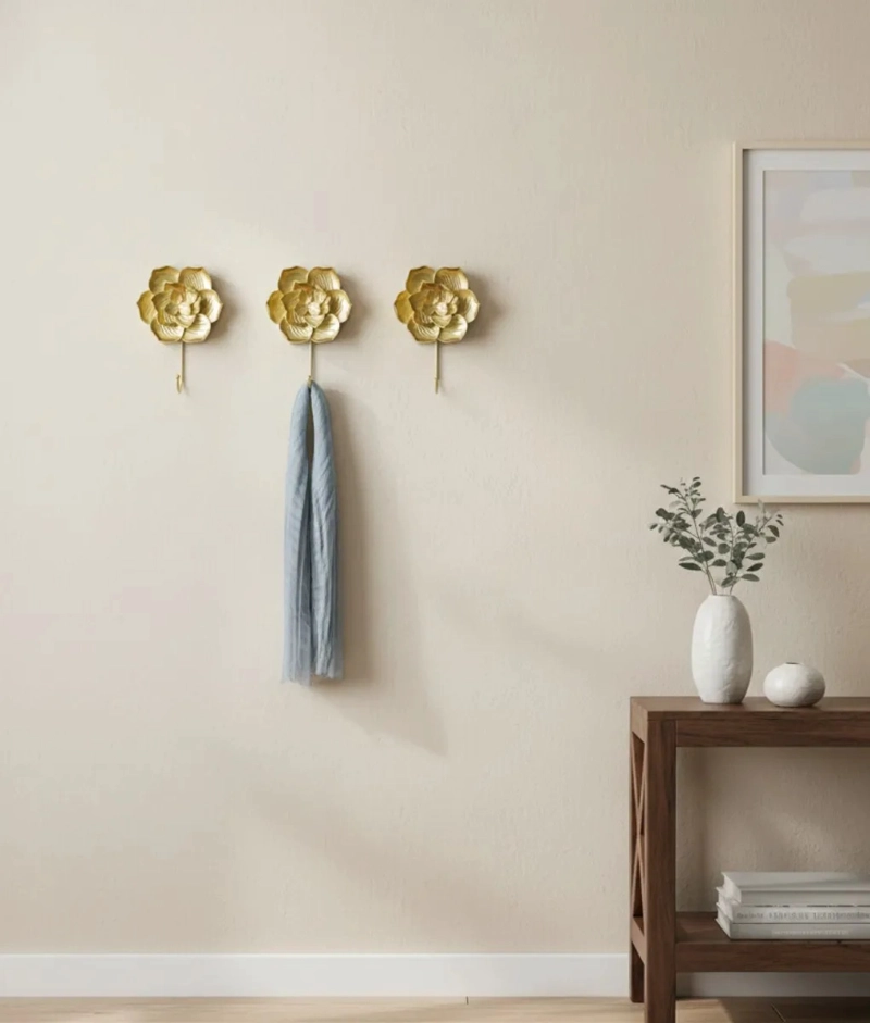 SET 3 PERCHERO PARED ADORNO DECORATIVO DISEÑO FLORAL JHN - 7