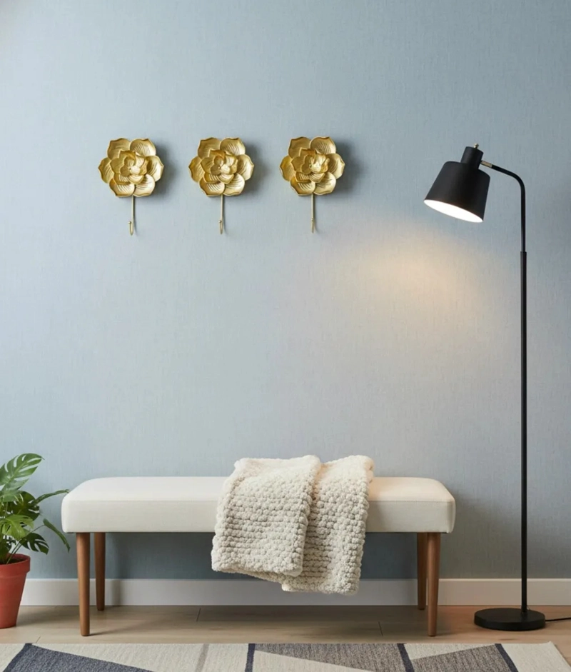SET 3 PERCHERO PARED ADORNO DECORATIVO DISEÑO FLORAL JHN - 8
