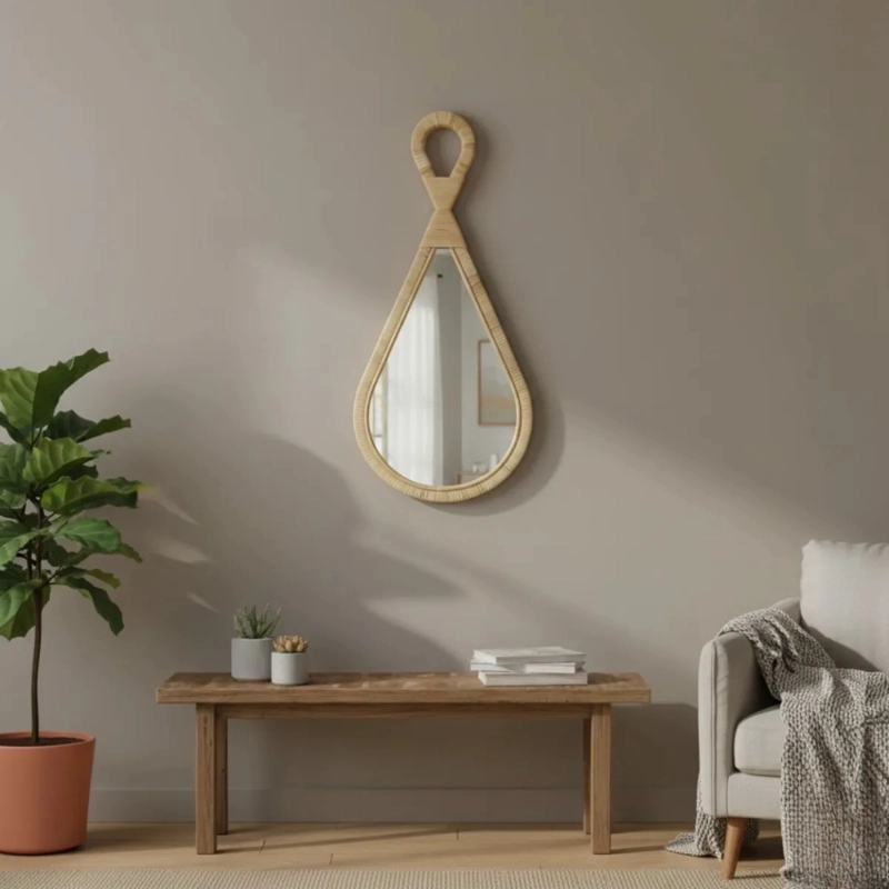 ESPEJO DECORATIVO PARED DISEÑO GOTA ESTILO BOHO CHIC JHN - 10