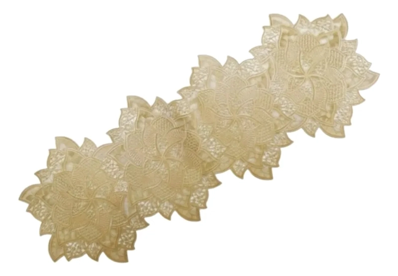 CAMINO MESA DECORATIVO ELEGANTE DISEÑO FLORAL CALADO JHN - 1