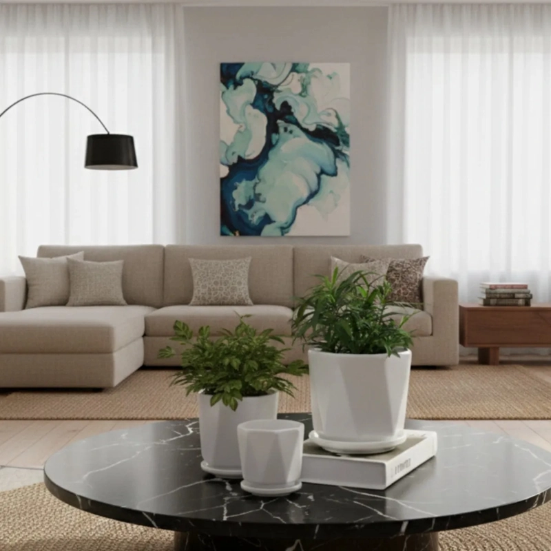 SET 3 MACETAS DECORATIVAS ESTILO GEOME TRICO CENTRO MESA AJ - 6