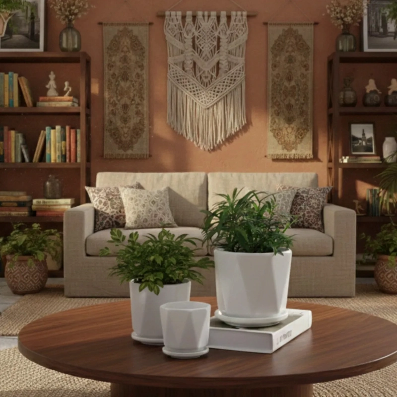 SET 3 MACETAS DECORATIVAS ESTILO GEOME TRICO CENTRO MESA AJ - 7
