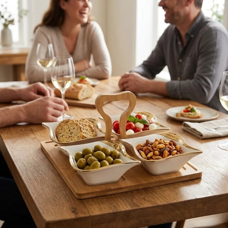 VAJILLA APERITIVOS SALSAS MODULAR LUJO ASA ORGANIZADORA  ALJ - 3