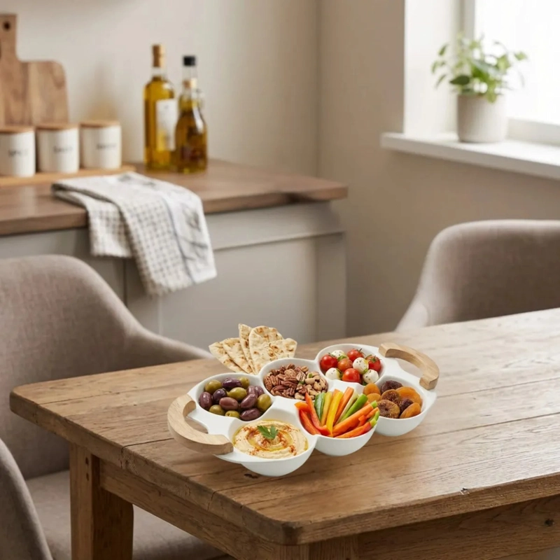 PLATO ORGANIZADOR SNACKS SALSAS TABLA PICAR PANAL ALJ - 7