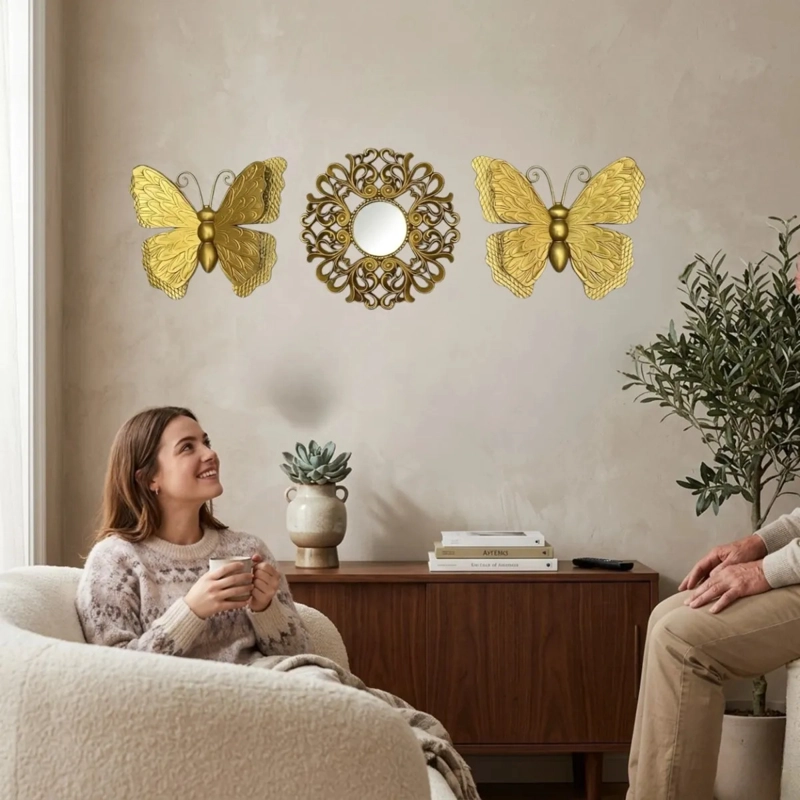 SET ESPEJO DECORATIVO PARED MARIPOSAS ESTILO MODERNO ALJ - 3