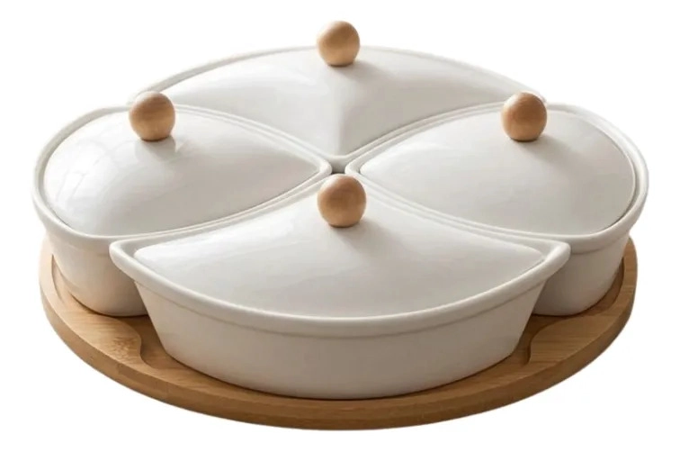 CENTRO MESA APERITIVOS MODULAR SET 4 BOWLS TAPA LUJO ALJ - 1