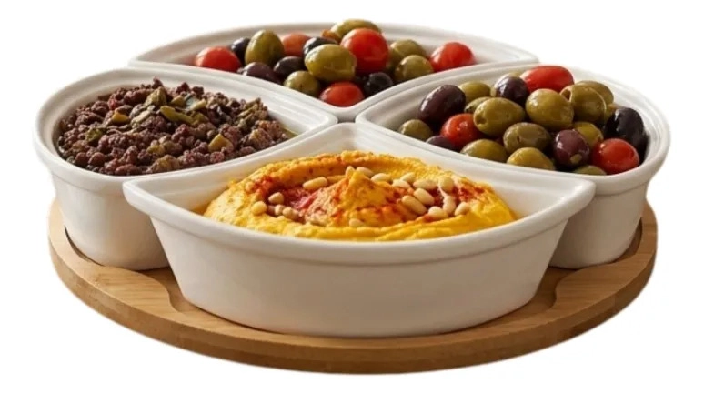 CENTRO MESA APERITIVOS MODULAR SET 4 BOWLS TAPA LUJO ALJ - 2
