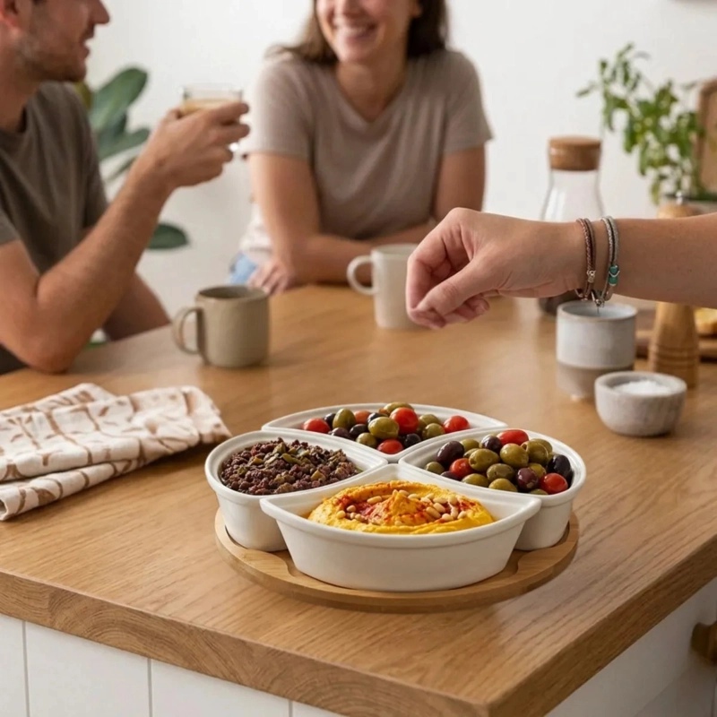 CENTRO MESA APERITIVOS MODULAR SET 4 BOWLS TAPA LUJO ALJ - 6