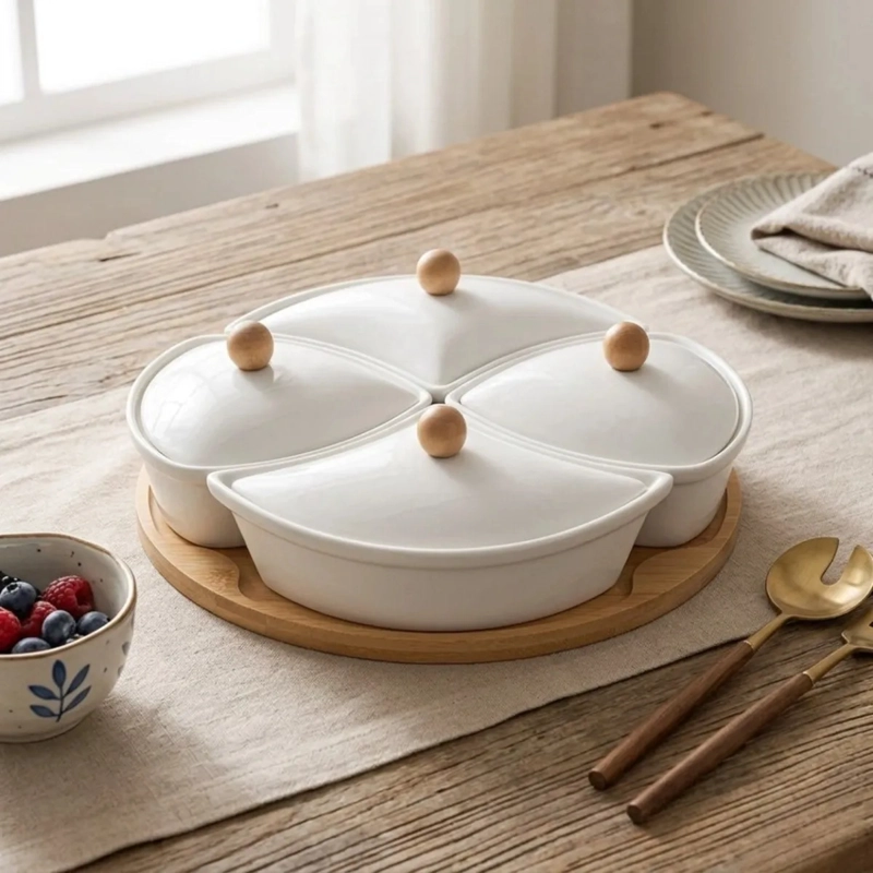 CENTRO MESA APERITIVOS MODULAR SET 4 BOWLS TAPA LUJO ALJ - 9