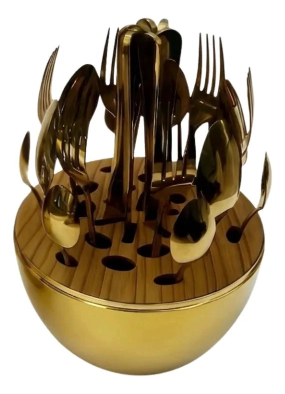 SET CUBIERTOS LUJO ESTUCHE DISEÑO OVOIDE ELEGANTE COCINA ALJ - 1