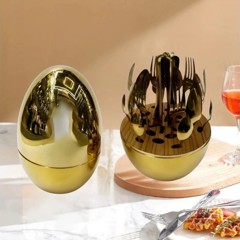 SET CUBIERTOS LUJO ESTUCHE DISEÑO OVOIDE ELEGANTE COCINA ALJ - 6