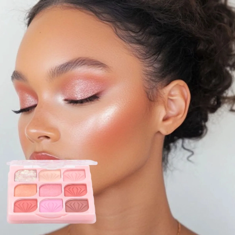 PALETA SOMBRAS OJOS 9 TONOS COMPACTA LARGA DURACION ALJ - 10