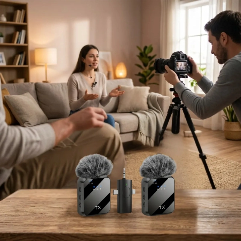 SET 2 MICROFONOS SOLAPA INALAMBRICO DUAL CELULAR CAMARA ALJ - 4