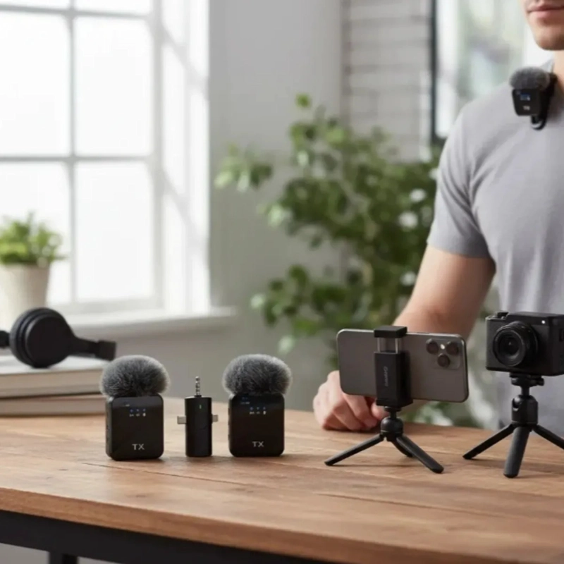 SET 2 MICROFONOS SOLAPA INALAMBRICO DUAL CELULAR CAMARA ALJ - 7