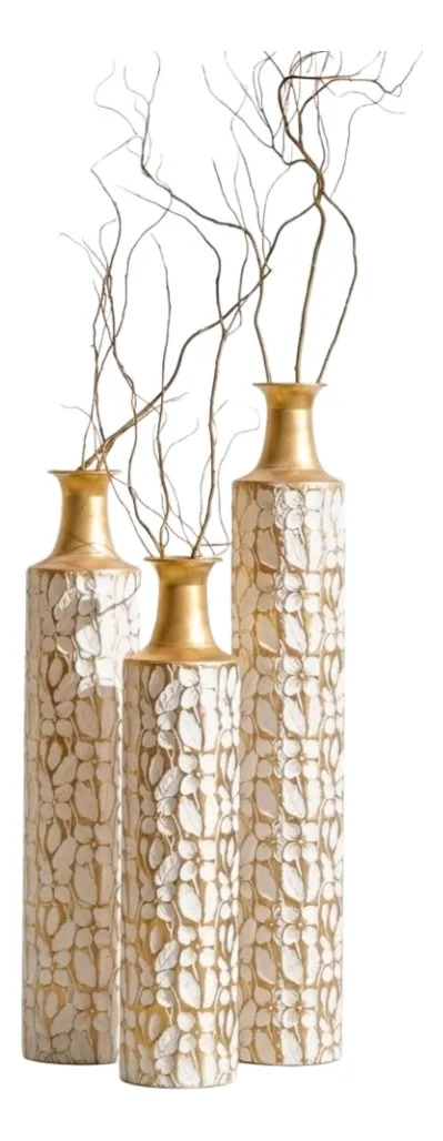 JARRON DECORATIVO SUELO GRANDE RELIEVE ELEGANTE SALON ALJ - 2
