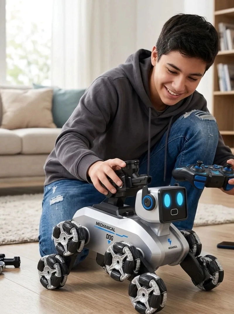 ROBOT PERRO RADIO CONTROL 8 RUEDAS SENSORES GESTOS MV - 5