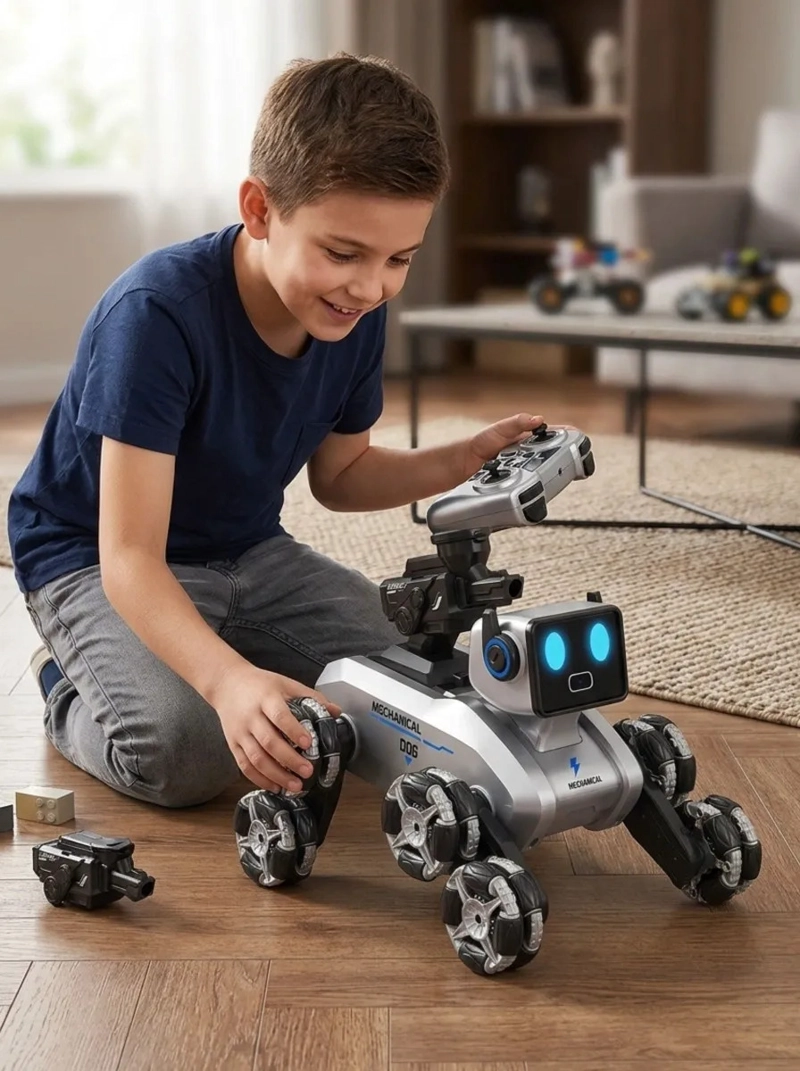 ROBOT PERRO RADIO CONTROL 8 RUEDAS SENSORES GESTOS MV - 7