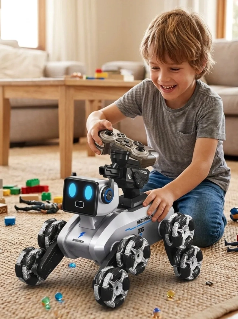 ROBOT PERRO RADIO CONTROL 8 RUEDAS SENSORES GESTOS MV - 9