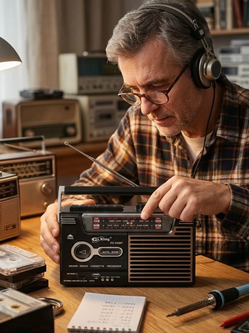 RADIO GRABADORA CASETTE PORTATIL RETRO USB SD AM/FM/SW MV - 1