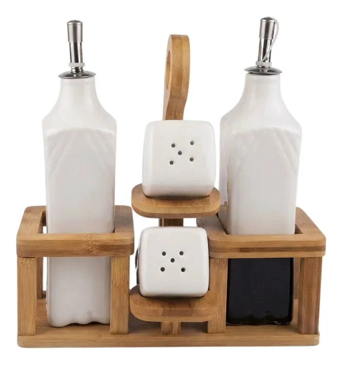 SET 2 ALCUZA CERAMICA ACEITERO VINAGREIRO SALERO BAMBU MV - 1