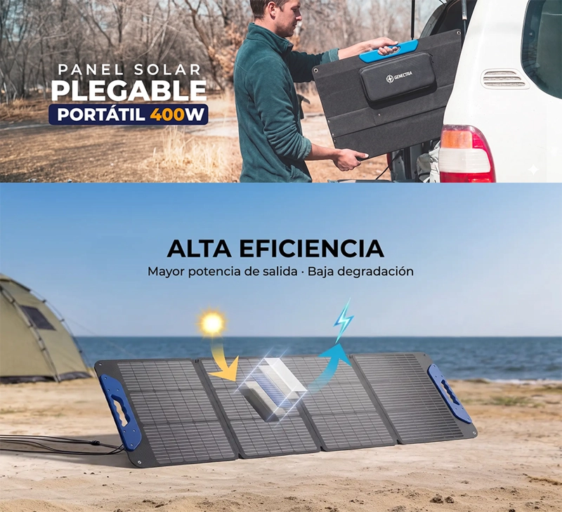 PANEL SOLAR PLEGABLE 400W 45V MC4 GENECTRA - 2