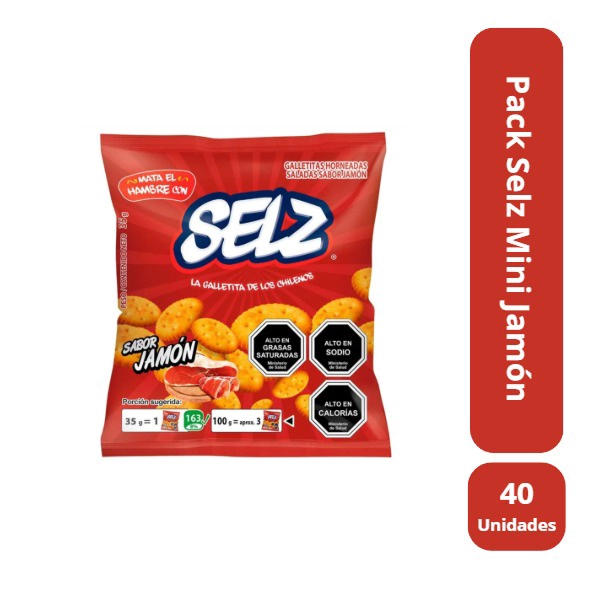 PACK 40 UNIDADES GALLETAS MINI SELZ JAMON 35 GR C/U - 1
